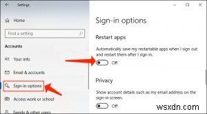 【Windows 10】PCの電源オフ・再起動後にアプリが自動的に再開されるのを無効にする方法