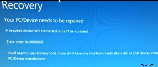 Windowsエラー0xc00000f「必要なデバイスが接続されていないか、アクセスできません」の解決方法
