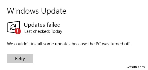 【Windows 10】「PCの電源がオフのため、一部の更新プログラムをインストールできませんでした」エラーの解決方法