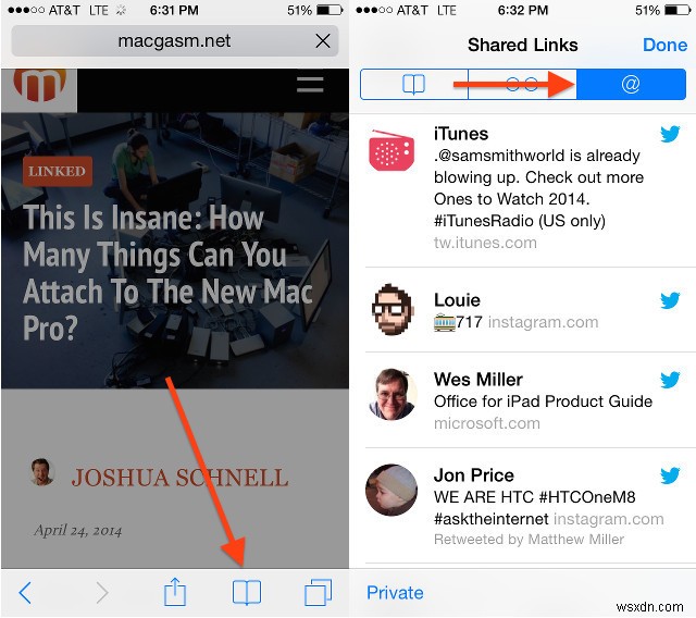 iPhoneのSafari「共有リンク」タブでTwitterのリンクを一覧表示する方法
