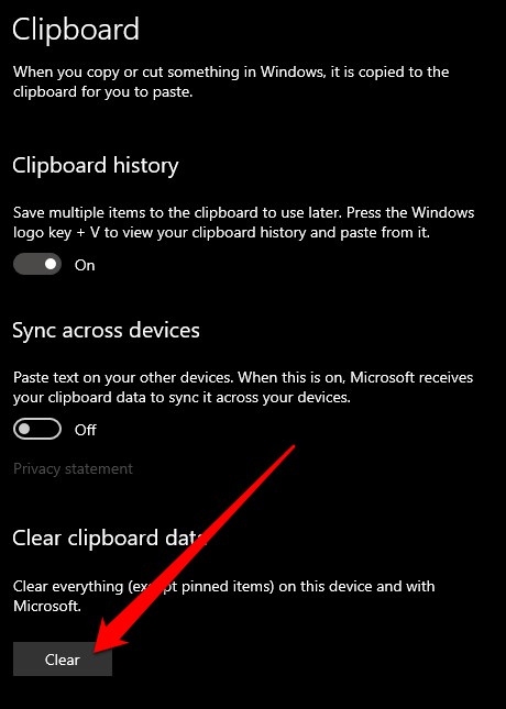 Windows 10でクリップボードの履歴を表示・消去する方法
