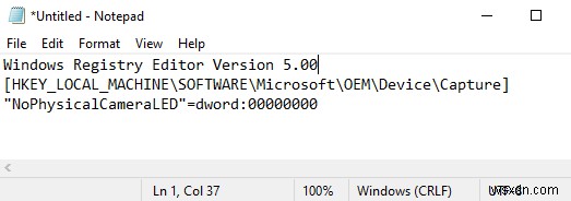 Windows 10でWebカメラのオン/オフ通知（OSD）を有効にする方法