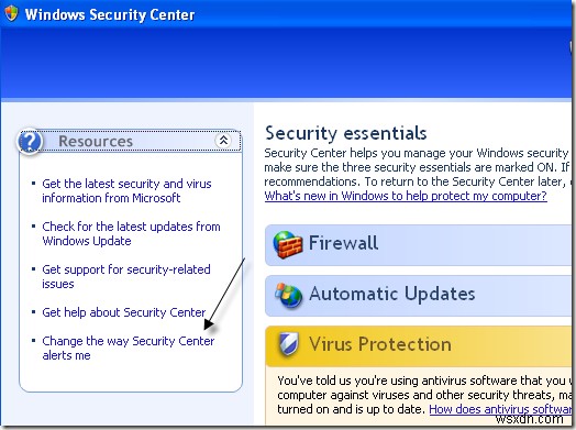 Windows XPで「コンピュータが危険にさらされている可能性があります」の警告を無効にする方法