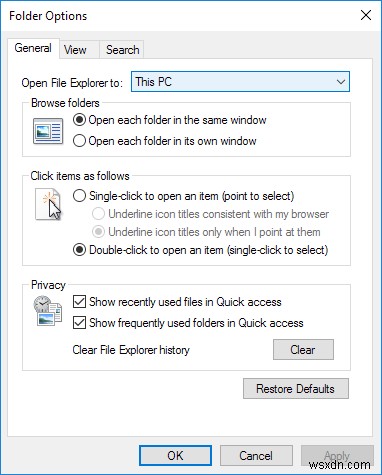 Windows 10でエクスプローラーの起動時に表示される既定のフォルダーを変更する方法