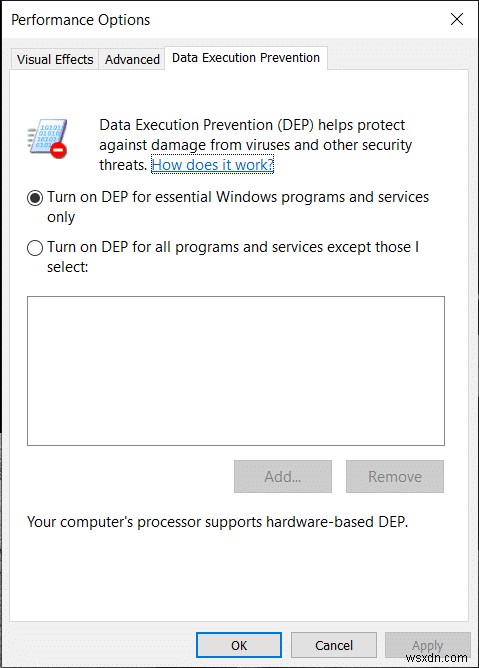 Windows 10でDEP(データ実行防止)を無効にする方法