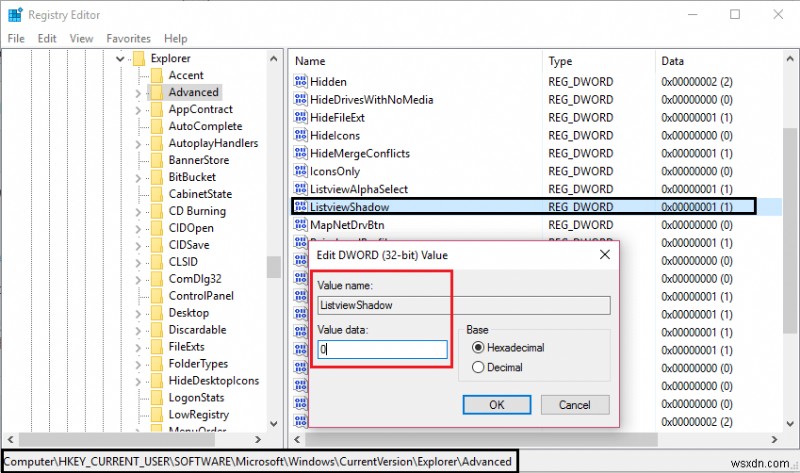 Windows 10でデスクトップアイコンのドロップシャドウを無効にする方法