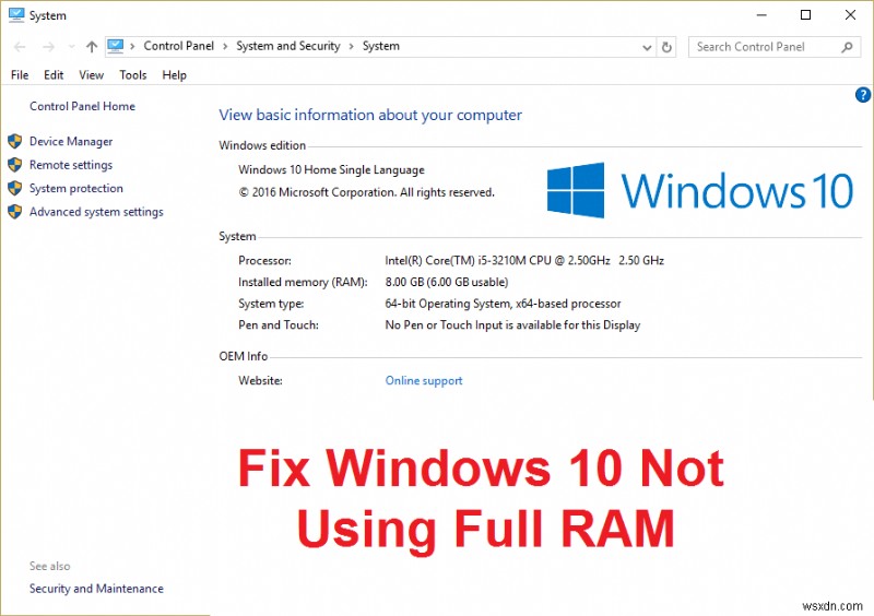 Windows 10でRAMが全容量使用できない問題の原因と解決方法