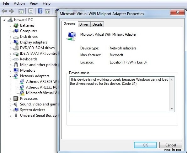 Microsoft Virtual WiFi Miniportアダプターのドライバーエラー（コード31）を解決する5つの方法