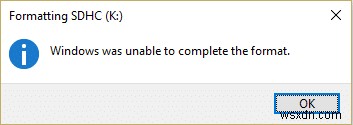 「Windowsはフォーマットを完了できませんでした」エラーの解決方法