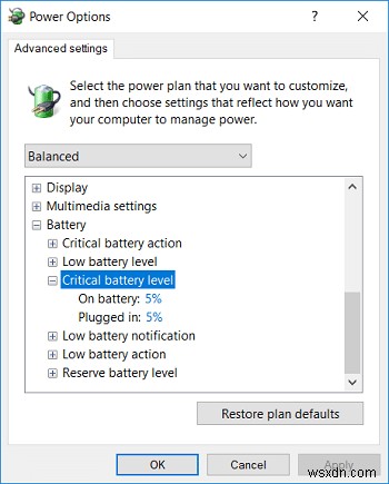 Windows 10でバッテリーの重要レベルを変更する方法｜1%まで下げる2つの手順