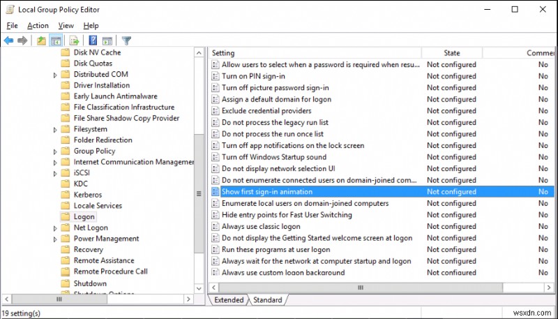 Windows 10で初回サインインアニメーションを有効・無効にする方法