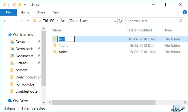 Windows 10でユーザープロファイルフォルダの名前を変更する方法