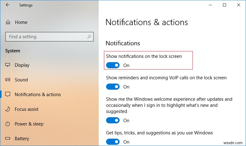 Windows 10のロック画面でアプリ通知を有効・無効にする方法