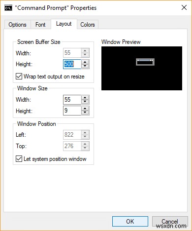 Windows 10でコマンドプロンプトの画面バッファサイズと透明度を変更する方法