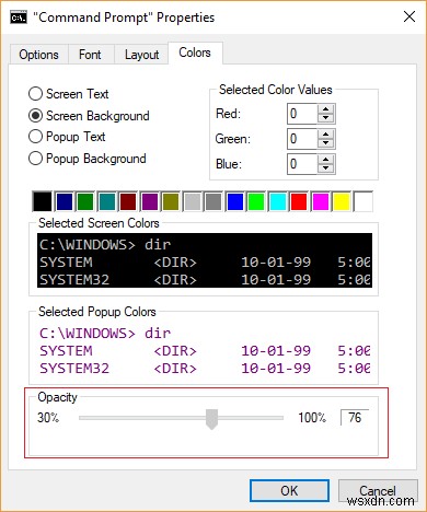 Windows 10でコマンドプロンプトの画面バッファサイズと透明度を変更する方法