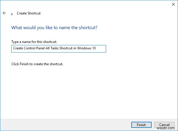 Windows 10 でコントロールパネル「すべてのタスク」(God Mode) のショートカットを作成する方法