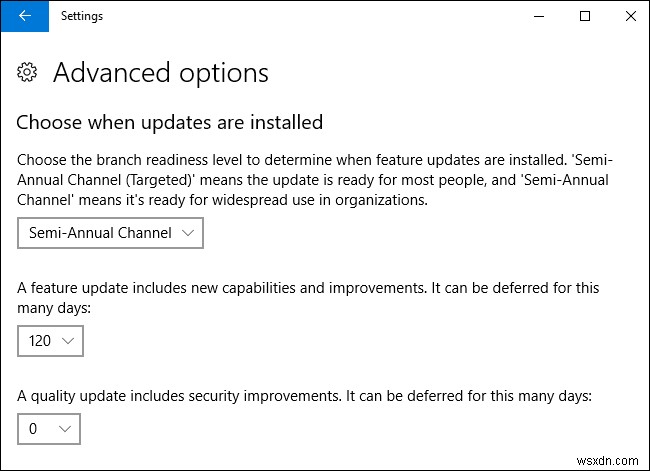 Windows 10で機能更新プログラムと品質更新プログラムを延期する2つの方法