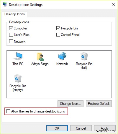 【Windows 10】テーマによるデスクトップアイコンの変更を許可・禁止する方法
