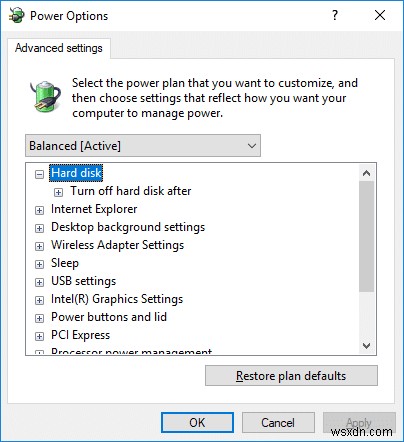 Windows 10でハードディスクがスリープ状態になるのを防ぐ方法