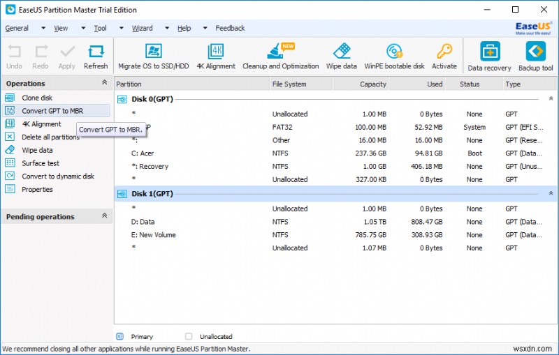 Windows 10でGPTディスクをMBRディスクに変換する4つの方法