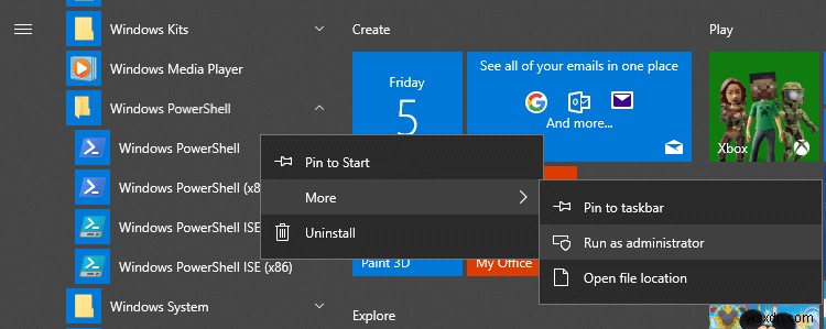 Windows 10で管理者権限付きのWindows PowerShellを開く7つの方法