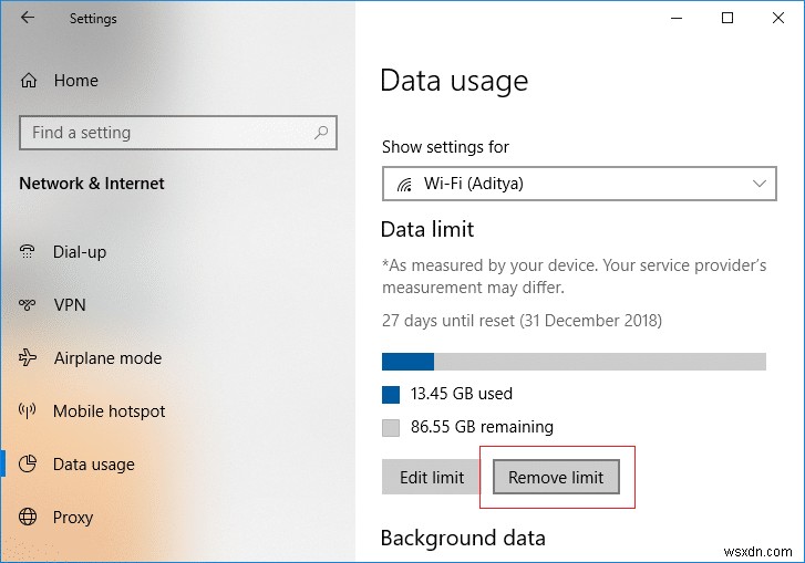 Windows 10でWi-Fiとイーサネットのデータ使用量制限を設定する方法
