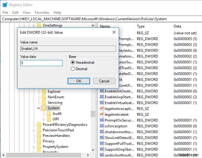 Windows 10でユーザーアカウント制御(UAC)を無効にする2つの方法