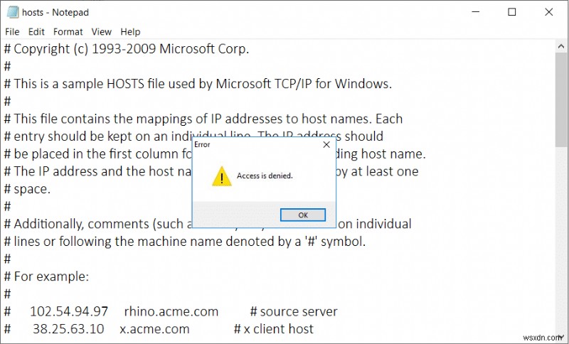 Windows 10でhostsファイルを編集時に「アクセスが拒否されました」エラーが出る場合の対処法
