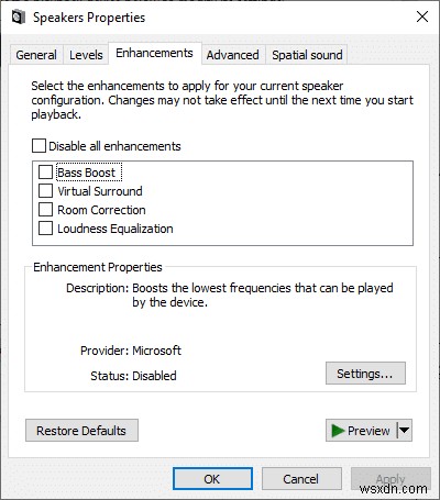 Windows 10でヘッドホンとスピーカーの低音をブーストする方法