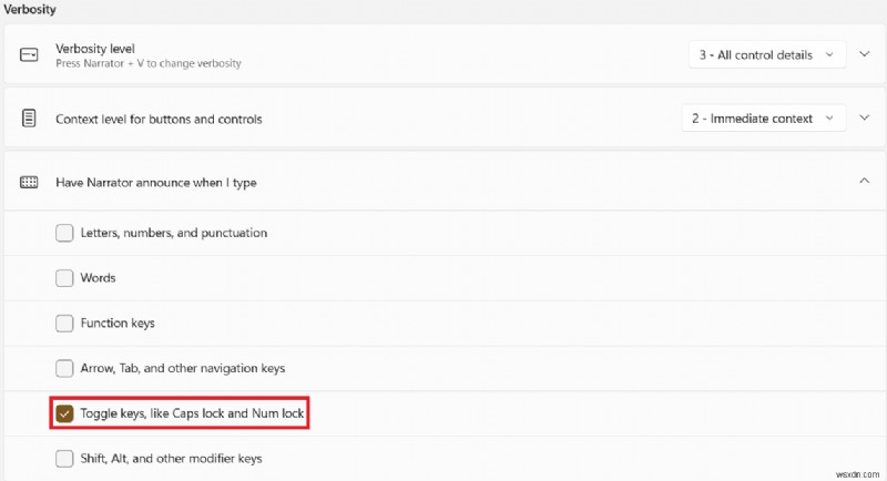 Windows 11でナレーターのCaps Lockアラートを有効・無効にする方法