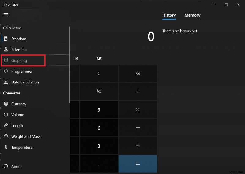 Windows 10で電卓アプリのグラフ モードを有効化・無効化する方法