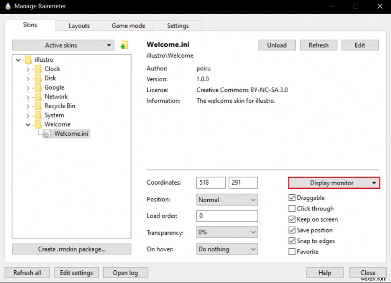 Windows 10でRainmeterのデュアルモニタースキンを設定する方法