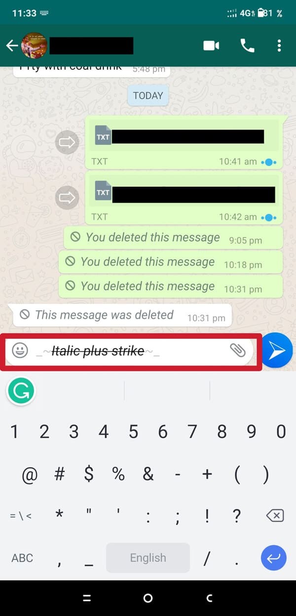 WhatsAppでフォントスタイルを変更する方法【太字・斜体・取り消し線・青文字も解説】