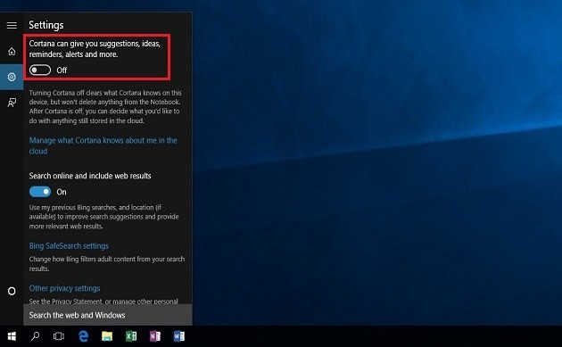 Windows 10でCortana（コルタナ）をオン・オフに切り替える方法