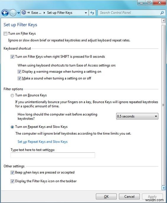 Windows 8 / 7でフィルターキーをオン・オフにする方法をわかりやすく解説