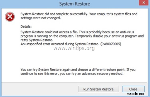 【Windows 10】システムの復元がエラー0x80070005で失敗するときの解決方法