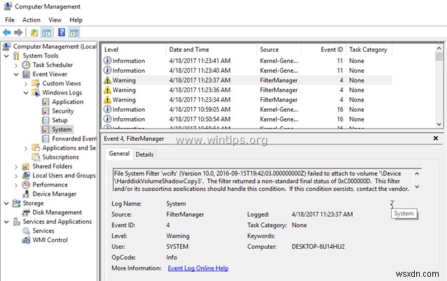 【Windows 10】イベントID 4「wcifs」エラー(0xC000000D)とシステムの復元エラー0x80070091の解決方法