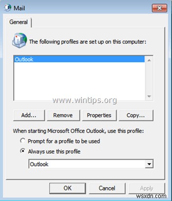 新しいOutlookプロファイルを作成してOutlookデータ(*.pst)をインポートする方法