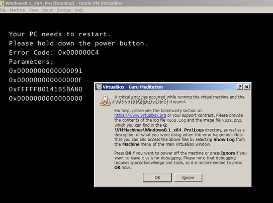 VirtualBoxエラー0x000000C4の解決方法(Windows 10/8.1/Server 2012対応)