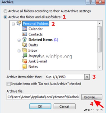 Outlookのフォルダー構造だけを新しいデータファイル(PST)にコピーする方法