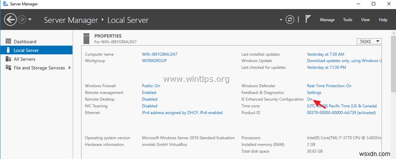 Windows Server 2016でInternet Explorerのセキュリティ強化の構成(ESC)を無効にする方法