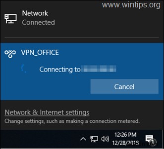 【Windows 10】VPNがタスクバー(システムトレイ)から接続できないがネットワーク設定からは接続できる場合の対処法