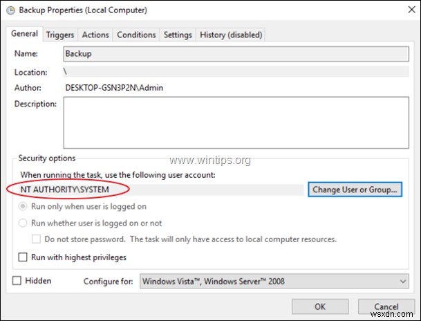 Windowsタスクスケジューラでタスクをバックグラウンド(非表示)またはフォアグラウンドで実行する方法