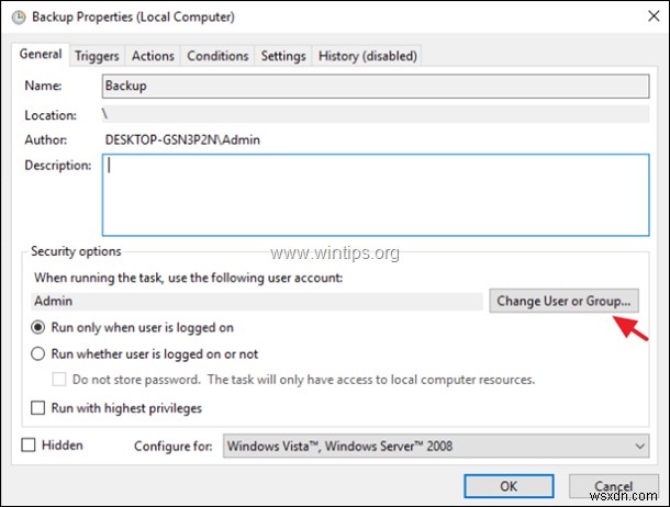 Windowsタスクスケジューラでタスクをバックグラウンド(非表示)またはフォアグラウンドで実行する方法