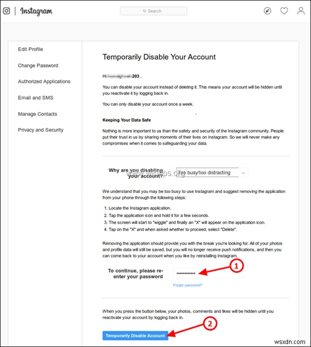 Instagramアカウントを一時的に無効化する方法【PCブラウザでの簡単な手順】
