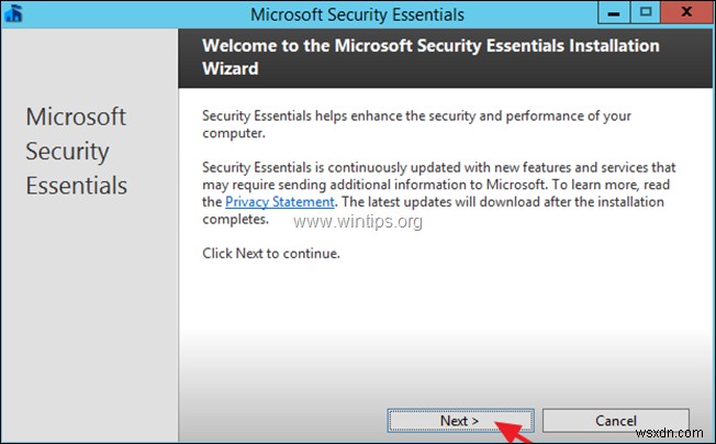 Windows Server 2012/2012 R2にMicrosoft Security Essentialsをインストールする方法