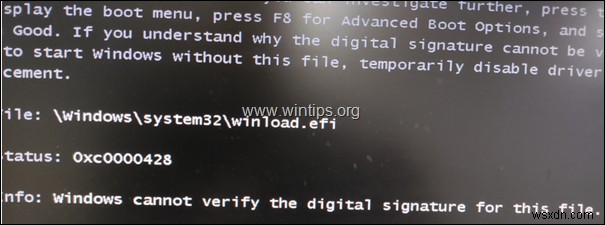 【解決済み】Windows起動エラー0xc0000428「winload.efi / winload.exeのデジタル署名を検証できません」の直し方