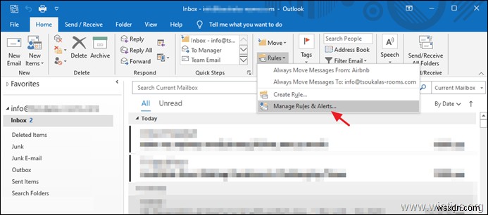 Outlook 2016/2019でIMAPアカウントの送信済みメールの保存先を変更する方法