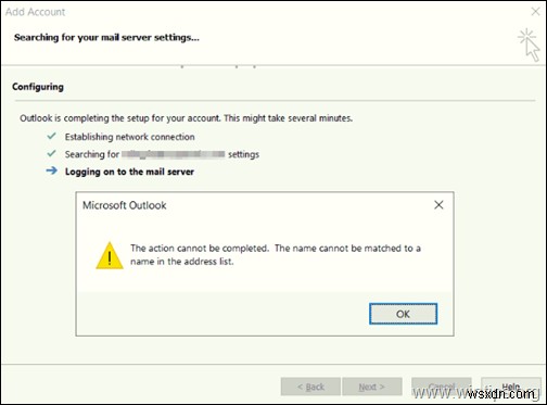 【解決済み】OutlookでOffice365アカウントを追加できない「名前がアドレス一覧の名前と一致しません」エラーの修正方法