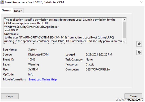 【解決済み】Windows.SecurityCenter.SecurityAppBroker のローカル起動アクセス許可エラー(イベントID 10016)の修正方法